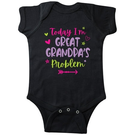 Inktastic Child Funny Today Im Great Grandpas Problem Gift Baby Girl Bodysuit