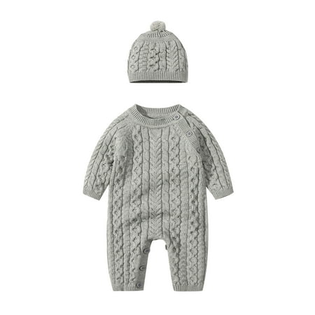 Toddler Baby Girls Boys Solid Spring Winter Long Sleeve Button Knit Sweater Romper Jumpsuit Hat Clothes
Toddler Baby Girls Boys Solid Spring Winter Long Sleeve Button Knit Sweater Romper Jumpsuit Hat Clothes