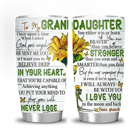 To My Granddaughter 20oz Stainless Steel Thermal Mug Travel Cup Water Bottle With Lids Vacuum Insulated Leakproof Christmas Gift
To My Granddaughter 20oz Stainless Steel Thermal Mug Travel Cup Water Bottle With Lids Vacuum Insulated Leakproof Christmas Gift
