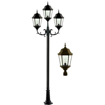 Dabmar Lighting GM2303-LED30-BZ 3 Light Post Top Fixtures with Clear Glass 30W LED, 85-265V - Bronze