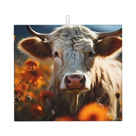 Dish Drying Mats for Kitchen Counter Sunflower Cow in Flower Field 16x18in Dish Drying Pad Coffee Mat with Hanging Loop Super absorbent Kitchen Counter Mat Coffee Bar Accessories
Dish Drying Mats for Kitchen Counter Sunflower Cow in Flower Field 16x18in Dish Drying Pad Coffee Mat with Hanging Loop Super absorbent Kitchen Counter Mat Coffee Bar Accessories