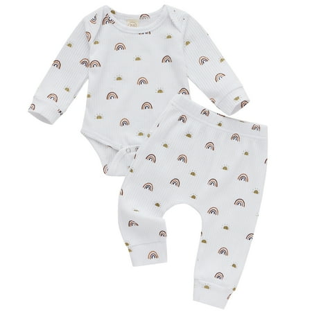 Calsunbaby Newborn Baby Boy Girl Ribbed Rainbow Clothes Suit Infant Long Sleeve Button Romper Pants Fall Winter Outfits 0-3 Months
Calsunbaby Newborn Baby Boy Girl Ribbed Rainbow Clothes Suit Infant Long Sleeve Button Romper Pants Fall Winter Outfits 0-3 Months