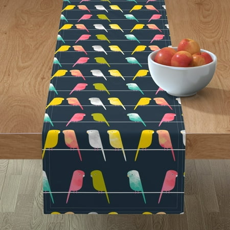 Table Runner Budgerigars Budgerigar Budgie Australian Bird Birds Cotton Sateen