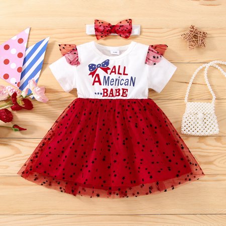 Hunpta Toddler Girls Short Sleeve Independence Day Letter Printed Dress 4th Of July Kids Stars Tulle Princess Dresses Headbands
Hunpta Toddler Girls Short Sleeve Independence Day Letter Printed Dress 4th Of July Kids Stars Tulle Princess Dresses Headbands