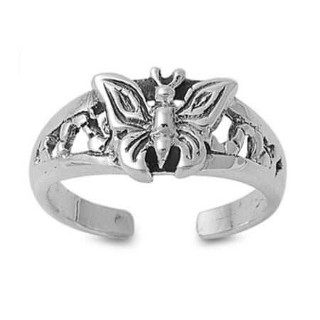 925 Sterling Silver Butterfly Toe Ring
