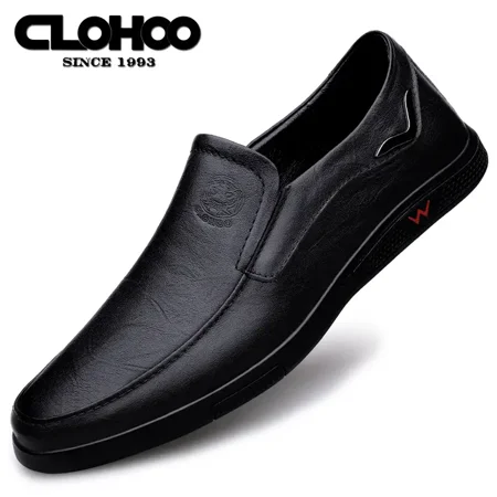 CLOHOO Men‘s Leather Casual Slip On Shoes