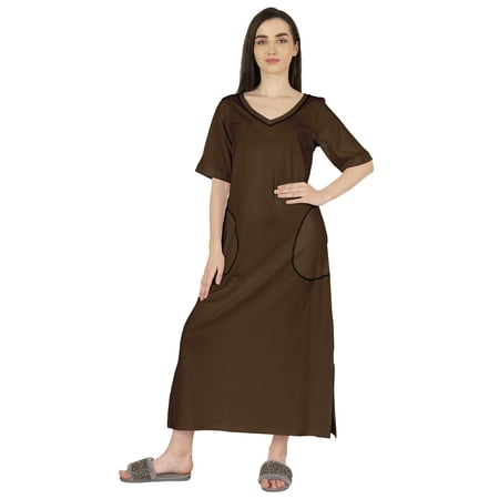 Inkmeso Solid Long Nightgown For Womens V-Neck Loungewear Casual Sleep Dress With Pockets
Inkmeso Solid Long Nightgown For Womens V-Neck Loungewear Casual Sleep Dress With Pockets