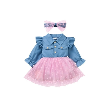 Bebiullo Toddler Baby Girls Clothes Set Long Sleeve Denim Tutu Dresses +Headband Infant Kids Polka Dot Dress 9-12 Months
Bebiullo Toddler Baby Girls Clothes Set Long Sleeve Denim Tutu Dresses +Headband Infant Kids Polka Dot Dress 9-12 Months