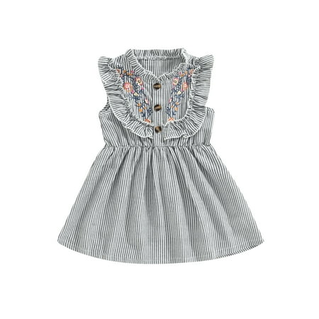 Toddler Girl Summer Dress Sleeveless V Neck Button Down Floral Striped Print A-line Dress
Toddler Girl Summer Dress Sleeveless V Neck Button Down Floral Striped Print A-line Dress