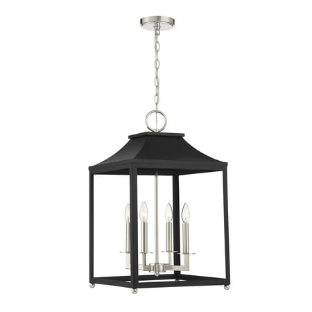 Trade Winds Gianna 4 Light Pendant in Matte Black with Polished Nickel
