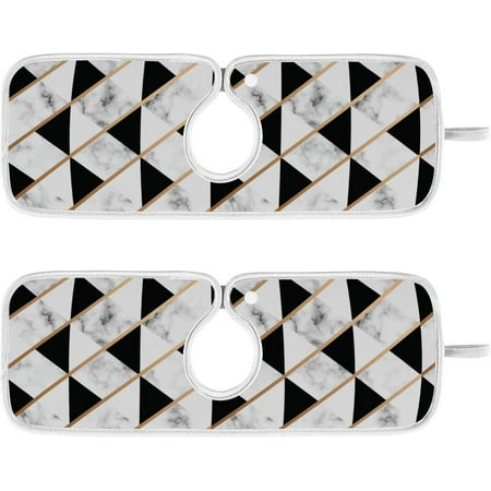 Hyjoy 30x5.5in Black White Marbling Sink Splash Guard for Faucet 2PCS Faucet Absorbent Mats Golden Geometric Lines Faucet Handle Drip Catcher Quickly Drying Mat for Kitchen Counter Bathroom RV
Hyjoy 30x5.5in Black White Marbling Sink Splash Guard for Faucet 2PCS Faucet Absorbent Mats Golden Geometric Lines Faucet Handle Drip Catcher Quickly Drying Mat for Kitchen Counter Bathroom RV