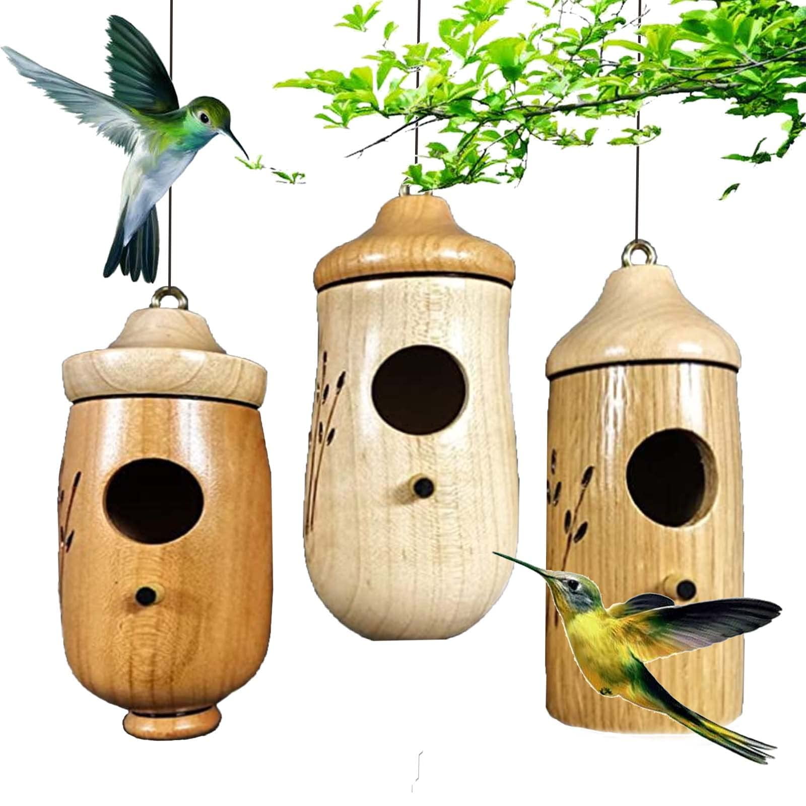 IMucci 3Pcs Natural Wood Hummingbird House 2022 New Hummingbird Houses