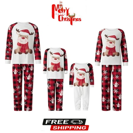 Gueuusu Christmas Pajamas For Family Long Sleeve Elk Print Tops + Plaid Pants or Long Sleeve Patchwork Jumpsuit
Gueuusu Christmas Pajamas For Family Long Sleeve Elk Print Tops + Plaid Pants or Long Sleeve Patchwork Jumpsuit