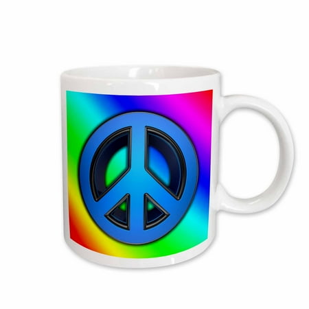 3dRose Peace sign over rainbow background love Ceramic Mug 11-ounce