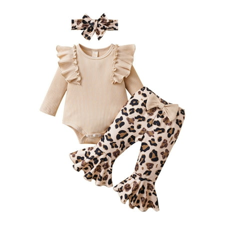 Mubineo Infant Baby Girl Autumn Jumpsuit Set Solid Ribbed Long Sleeve Romper + Print Flare Pants + Bow Headband
Mubineo Infant Baby Girl Autumn Jumpsuit Set Solid Ribbed Long Sleeve Romper + Print Flare Pants + Bow Headband