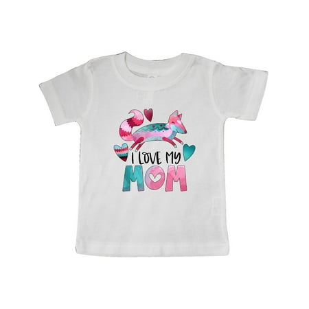 Inktastic I Love My Mom Pink and Blue Fox with Hearts Gift Baby Boy or Baby Girl T-Shirt