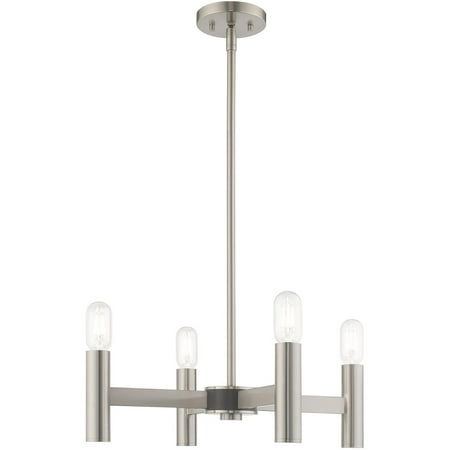 Mini Chandeliers 4 Light Fixtures With Brushed Nickel Finish Steel Material Medium 19 240 Watts