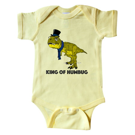 

Inktastic King of Humbug Green Tyrannosaurus Rex in Top Hat and Scarf Gift Baby Boy or Baby Girl Bodysuit