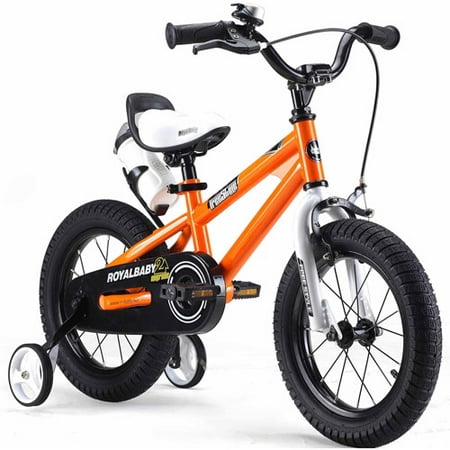RoyalBaby BMX Freestyle Kids Bike, Boy's Bikes and Girl's Bikes with training wheels, Gifts for children, 12 inch wheels, Orange