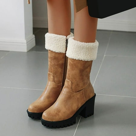 Snow Boots Ladies British Style Solid Color Leather Plush Side Zipper Thick High Heel Fashion Cotton Boots
Snow Boots Ladies British Style Solid Color Leather Plush Side Zipper Thick High Heel Fashion Cotton Boots