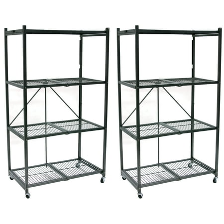Origami 4 Tier Multipurpose Folding Storage Rack with Wheels (2 Pack)