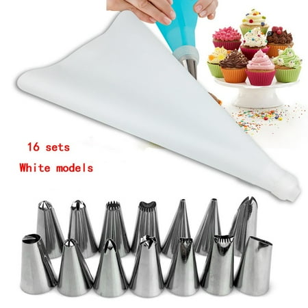 16 Pcs Cake Decoration Tips Set Stainless Steel Piping Nozzle Kit Silicone Pastry Bag Coupler for Cake Cookies
16 Pcs Cake Decoration Tips Set Stainless Steel Piping Nozzle Kit Silicone Pastry Bag Coupler for Cake Cookies