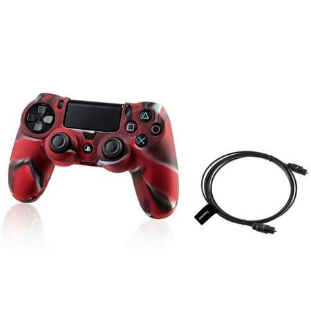 Insten 6FT Digital Audio Optical Cable Toslink Cord+Camouflage Navy Red Case Cover for PS4 Playstation 4
