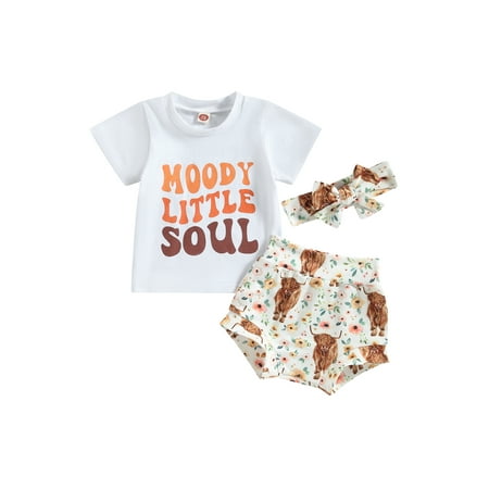 Newborn Baby Girls 3Pcs Western Clothes Short Sleeve T-Shirt Cow Floral Shorts Headband Outfits Set White 18-24 Months
Newborn Baby Girls 3Pcs Western Clothes Short Sleeve T-Shirt Cow Floral Shorts Headband Outfits Set White 18-24 Months