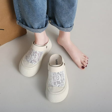 Jacenvly 2024 New Outdoor Fashion One Foot Stirrups Shoes Breathable Mesh Lace Embroidery Mid Heel Half Slippers White Sandals for Women Clearance
Jacenvly 2024 New Outdoor Fashion One Foot Stirrups Shoes Breathable Mesh Lace Embroidery Mid Heel Half Slippers White Sandals for Women Clearance