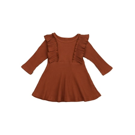 Canrulo Toddler Baby Girls Fall Outfits Ribbed Dress Long Sleeve Ruffle Solid Dresses Princess Party Clothes Brown 2-3 Years
Canrulo Toddler Baby Girls Fall Outfits Ribbed Dress Long Sleeve Ruffle Solid Dresses Princess Party Clothes Brown 2-3 Years