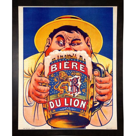 Biere du Lion-VINAPP119658 Print 24"x19.25" by Vintage Apple Collection in a Affordable Black Medium