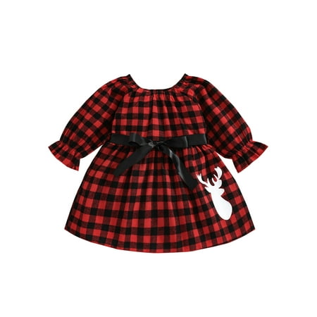 Calsunbaby Toddler Infant Baby Girls Christmas Long Sleeve Dress Red Plaid and Antler Printed Pattern Round Collar Big Hem Skirt
Calsunbaby Toddler Infant Baby Girls Christmas Long Sleeve Dress Red Plaid and Antler Printed Pattern Round Collar Big Hem Skirt