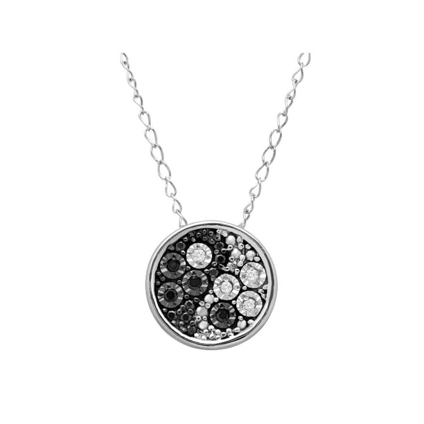 Petite Expressions Yin & Yang Pendant Necklace with Black & White Diamonds in Sterling Silver