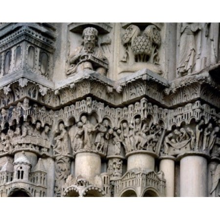 France Centre Chartres Chartres Cathedral West Facade Betrayal of Judas Canvas Art - (18 x 24)