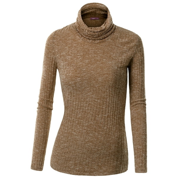 Doublju Womens LongSleeve turtleneck Sweater Sexy Comfy Basic Top
