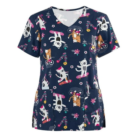 Simplmasygenix Women Tops Summer Clearance Women Short Sleeve V-neck Tops Working Uniform Cartoon Print Blouse
Simplmasygenix Women Tops Summer Clearance Women Short Sleeve V-neck Tops Working Uniform Cartoon Print Blouse