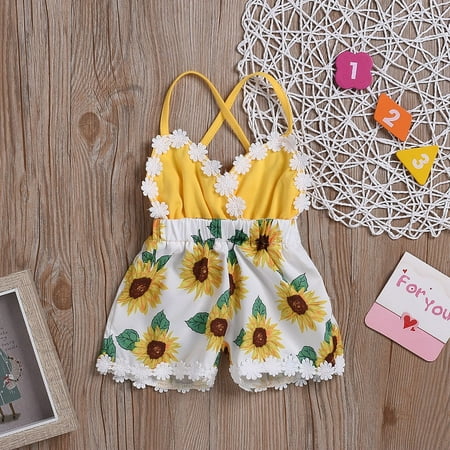 THE WILD Newborn Baby Girls Summer Sunflower Printed Lace Suspender Jumpsuit Bodysuit
THE WILD Newborn Baby Girls Summer Sunflower Printed Lace Suspender Jumpsuit Bodysuit