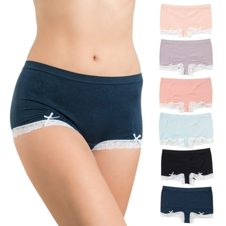 Alyce Intimates Seamless Womens Boyshort with Lace Trim and Ruching Detail Pack of 6
Alyce Intimates Seamless Womens Boyshort with Lace Trim and Ruching Detail Pack of 6