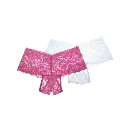 Angelina Open-Crotch Cheeky Boxers with Floral Lace Design (2-Pack)