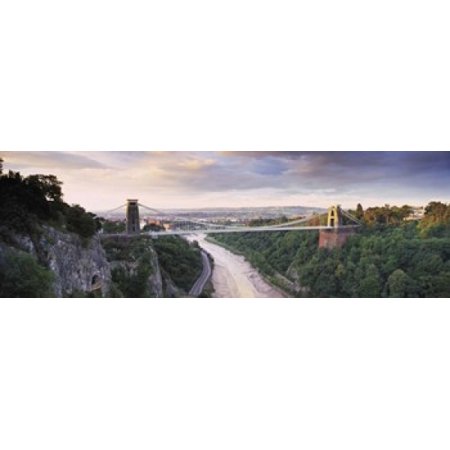 Bridge across a river at sunset Clifton Suspension Bridge Avon Gorge Avon River Bristol England Canvas Art - Panoramic Images (18 x 6)