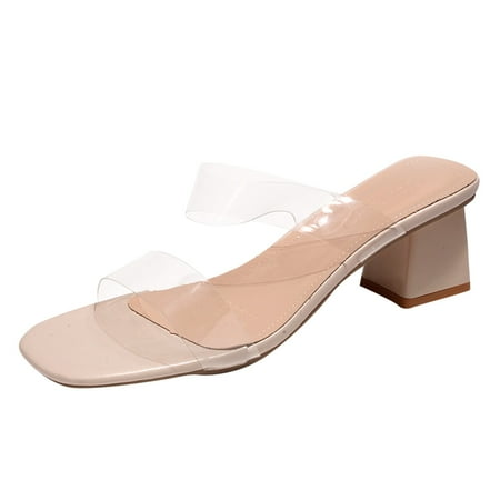 Youmylove Women Shoes Thick Heel Slippers Transparent Strap Thick Heel Fashion Soft Sole Sandals Slippers Summer Comfy Beach Outdoor Walking Footwear
Youmylove Women Shoes Thick Heel Slippers Transparent Strap Thick Heel Fashion Soft Sole Sandals Slippers Summer Comfy Beach Outdoor Walking Footwear