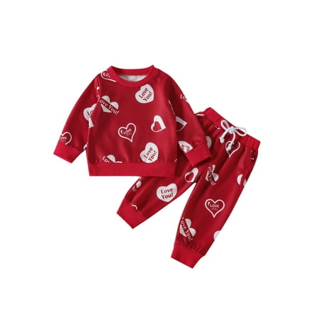 Diconna Baby Valentine s Day Clothes Heart Letter Print Pullover Tops Drawstring Elastic Waist Long Pants 2Pcs Set Red 12-18 Months
Diconna Baby Valentine s Day Clothes Heart Letter Print Pullover Tops Drawstring Elastic Waist Long Pants 2Pcs Set Red 12-18 Months