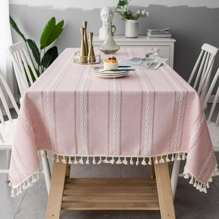 Cotton Linen Table Cloth Tassel Tablecloth for Party Banquet Dining Table Cover (Pink striped hollow 90 x 90cm (35.4x35.4inch)) 
Cotton Linen Table Cloth Tassel Tablecloth for Party Banquet Dining Table Cover (Pink striped hollow 90 x 90cm (35.4x35.4inch))