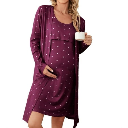 Maternity Loungewear Scoop Neck Nursing Lounge Set Burgundy XL