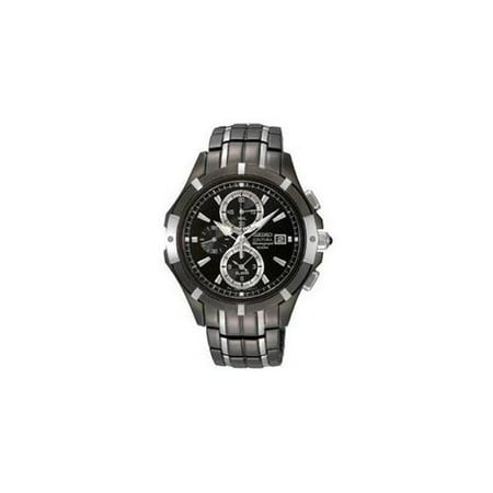 Seiko SNAE57 Black And Silver Tone Coutura Quartz Alarm Chronograph