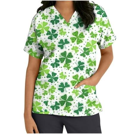 Ozmmyan Womens Tops St Patricks Day Scrubs for Women Tops Short Sleeve V-neck Tops Working Uniform St Patrick Print With Pocket Blouse
Ozmmyan Womens Tops St Patricks Day Scrubs for Women Tops Short Sleeve V-neck Tops Working Uniform St Patrick Print With Pocket Blouse