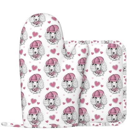 Oven Mitts and Pot Holders Sets - Artistic Cute Poodle Dog Pink_C Heat Resistant Silicone Oven Gloves (Left Glove) with Non-Slip Silicone Surface and hot pads for kitchen Baking Cooking
Oven Mitts and Pot Holders Sets - Artistic Cute Poodle Dog Pink_C Heat Resistant Silicone Oven Gloves (Left Glove) with Non-Slip Silicone Surface and hot pads for kitchen Baking Cooking