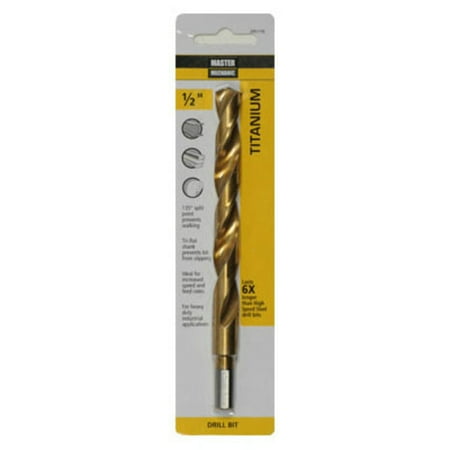 Master Mechanic 295170 Titanium Coated Drill Bit 3/8 Shank 1/2 X 6
Master Mechanic 295170 Titanium Coated Drill Bit 3/8 Shank 1/2 X 6