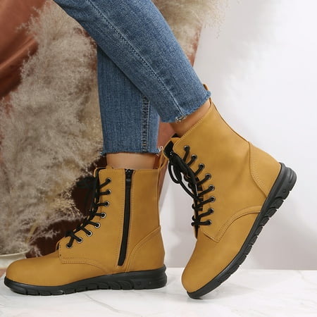 Women‘s Ankle Flat Boots Solid Color Side Zipper Lace Up Faux Leather Shoes Women‘s Footwear
Women‘s Ankle Flat Boots Solid Color Side Zipper Lace Up Faux Leather Shoes Women‘s Footwear