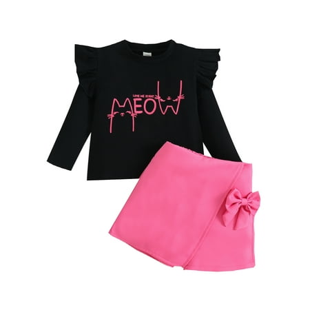 EYIIYE Toddler Kids Girls Fall 2PCS Outfits Letter Print Long Sleeve Ruffle Tops + Solid Color Bowknot Skirt Shorts Set 2-7 Years
EYIIYE Toddler Kids Girls Fall 2PCS Outfits Letter Print Long Sleeve Ruffle Tops + Solid Color Bowknot Skirt Shorts Set 2-7 Years